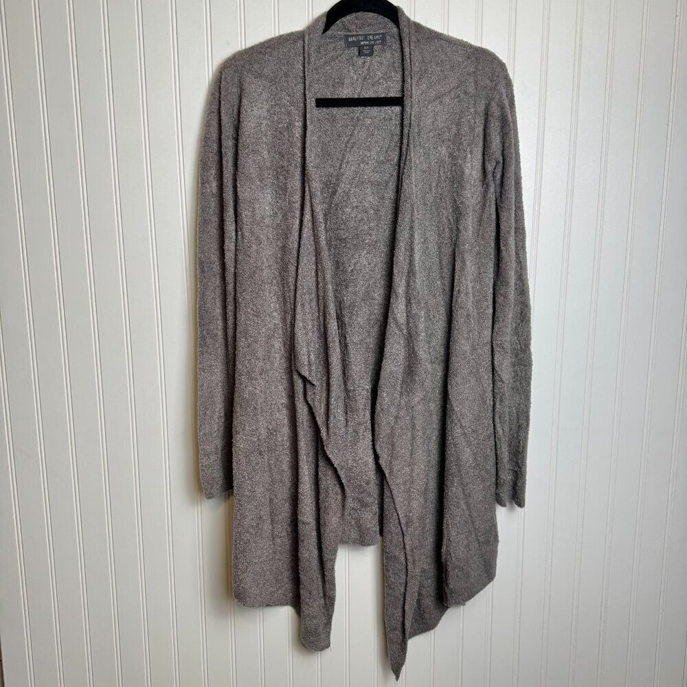 Barefoot Dreams Bamboo Cozychic Lite Grey Drape Front Cardigan L45